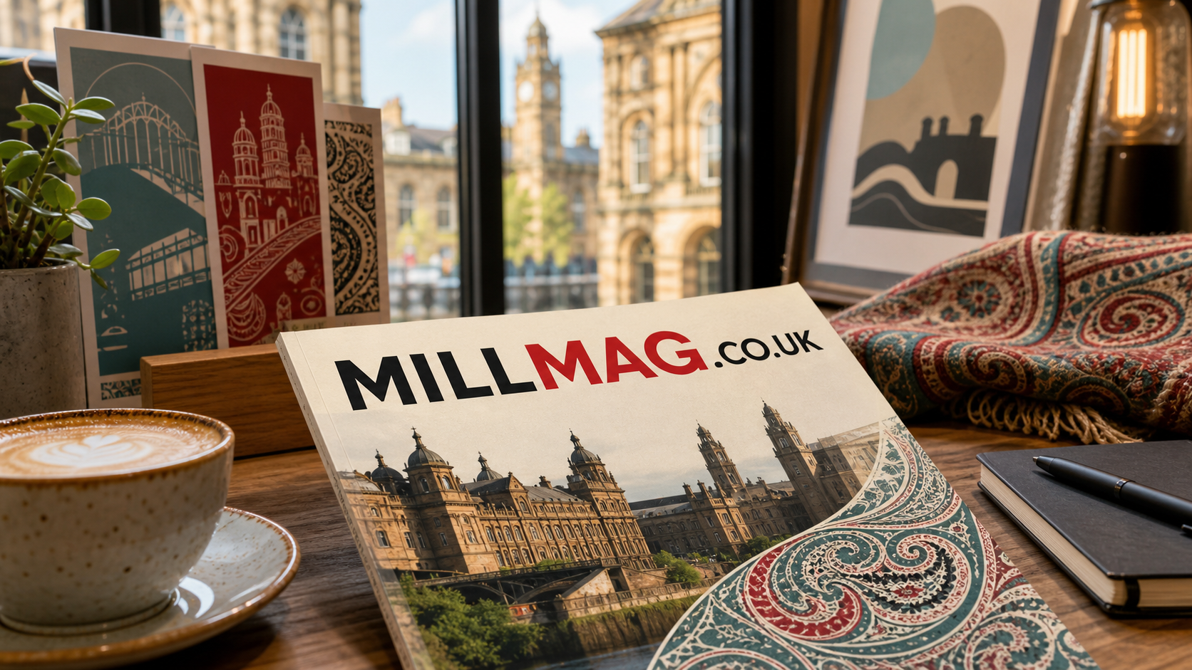Mill Mag magazine cover in a Paisley cafe setting